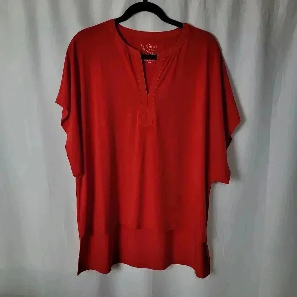 By Chicos (0) red top  US SIZE S/4